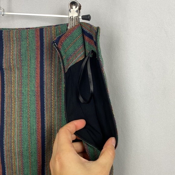 Apricot Multicoloured Striped Colourful Flax Mini Skirt - Size Small - Picture 8 of 12